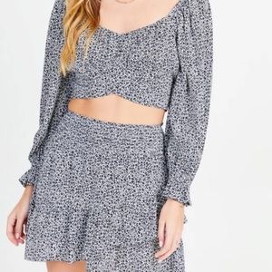 Altar’d State Floral Wrap Crop Top - Long Sleeved